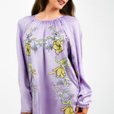 ASOS DESIGN Embroidered Satin Volume Sleeve Midaxi Dress In Lilac