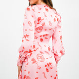 Never Fully Dressed Wrap Tie Mini Dress In Pink La Mer Print