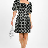 Never Fully Dressed Petite Broderie Bardot Mini Dress In Monochrome Print