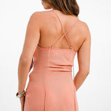 ASOS DESIGN Satin Asymmetric Hem Slip Dress With Tendril Bodice Detail In Soft Pink