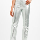 ASOS DESIGN 90S Straight Jean In Metallic Silver