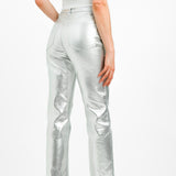 ASOS DESIGN 90S Straight Jean In Metallic Silver