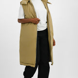 ASOS DESIGN Longline Paper Touch Gilet With Hood In Washed Khaki