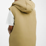 ASOS DESIGN Longline Paper Touch Gilet With Hood In Washed Khaki