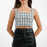 Abercrombie & Fitch Tweed Top In Blue Check