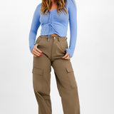 Dr Denim Donna Cargo Trousers In Brown