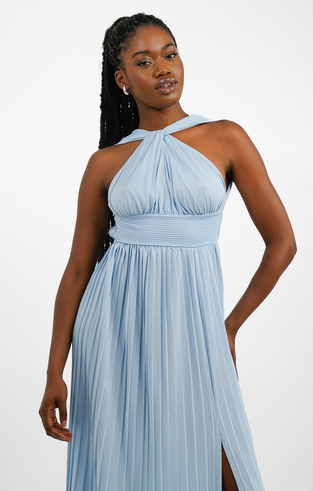 Rent ASOS DESIGN Halter Neck Maxi Dress In Blue Hirestreet