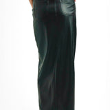 Topshop Tall Leather Look Denim Styled Maxi Skirt In Black