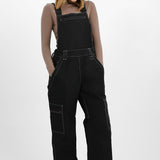 Topshop Sno Mensy Straight Leg Ski Dungaree In Black