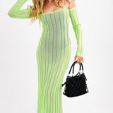 NA-KD x Josefine Hj Long Sleeve Maxi Dress In Green