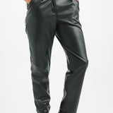 Topshop Faux Leather High Waist Pleated Peg Trouser In Black