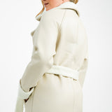 Threadbare Lois Longline Aviator Coat With Borg Trims In Stone