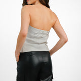 & Other Stories Linen Strapless Bustier Top In Mole