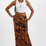 Topshop Co-Ord Tropical Print Maxi Skirt In Orange