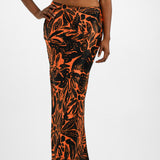 Topshop Co-Ord Tropical Print Maxi Skirt In Orange