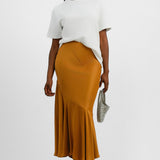 Topshop Seamed Detail Maxi Skirt In Tan