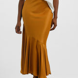 Topshop Seamed Detail Maxi Skirt In Tan