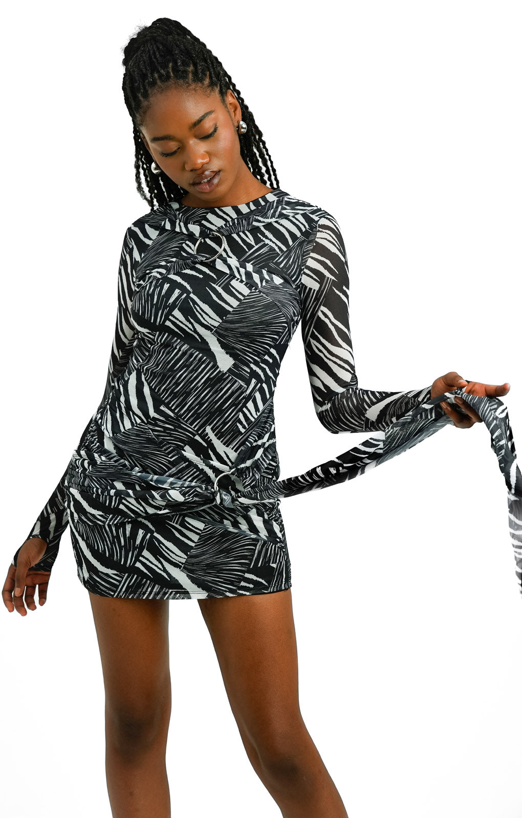 Rent Annorlunda Digital Zebra Print Mini Dress In Black Hirestreet