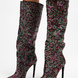 AZALEA WANG Izzy Embellished Knee Boots In Multi