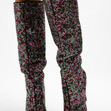 AZALEA WANG Izzy Embellished Knee Boots In Multi