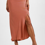 Topshop Ruched Side Maxi Skirt In Rose