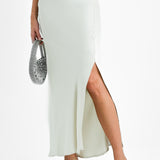 Topshop Tall Ruched Side Maxi Skirt In Light Grey