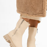 ASOS DESIGN Amalfi Zip Up Biker Boots In Off-White