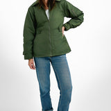 Collusion Nylon Jacket With With Fitted Waist In Khaki