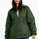 Collusion Nylon Jacket With With Fitted Waist In Khaki