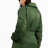 Collusion Nylon Jacket With With Fitted Waist In Khaki