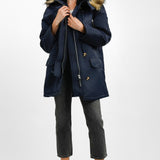 ASOS DESIGN Nylon Parka With Fur Hood In Navy