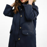 ASOS DESIGN Nylon Parka With Fur Hood In Navy