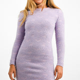 Gianni Feraud Heart Print Knitted Midi Jumper Dress In Purple