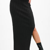 Topshop Knitted Premium Rib Skirt In Black