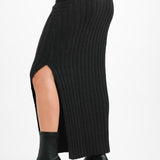 Topshop Knitted Premium Rib Skirt In Black