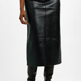 Topshop Leather Look Midi Skirt In Black Snake Print