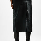 Topshop Leather Look Midi Skirt In Black Snake Print