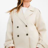 ASOS DESIGN Short Trench Coat In Light Stone