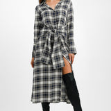 Topshop Tie Front Midi Shirt Dress In Check