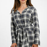 Topshop Tie Front Midi Shirt Dress In Check