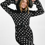 Protest Ski Suit In Black And White Polka Dot