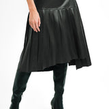 Topshop Leather Look Pleated Panel Wrap Midi Skirt In Black