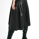 Topshop Leather Look Pleated Panel Wrap Midi Skirt In Black