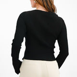 & Other Stories Plisse Top With Split Detail In Black