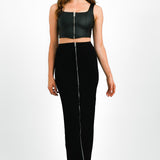 AllSaints x ASOS Exclusive Odette Faux Leather Zip Through Corset Top In Black