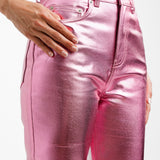 ASOS DESIGN 90'S Straight Jean In Pink Metallic