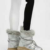 Steve Madden Ice-Storm Snow Boot With Embellished Lace In Silver