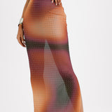 ASOS DESIGN Co-Ord Mesh Hotfix Column Maxi Skirt In Ombre Print