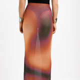 ASOS DESIGN Co-Ord Mesh Hotfix Column Maxi Skirt In Ombre Print