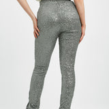 4th & Reckless Petite Exclusive Sequin Split Hem Leggings In Gunmetal